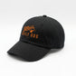 Black baseball cap with orange "DAILY KOS" text and stylized flag logo embroidered on front.